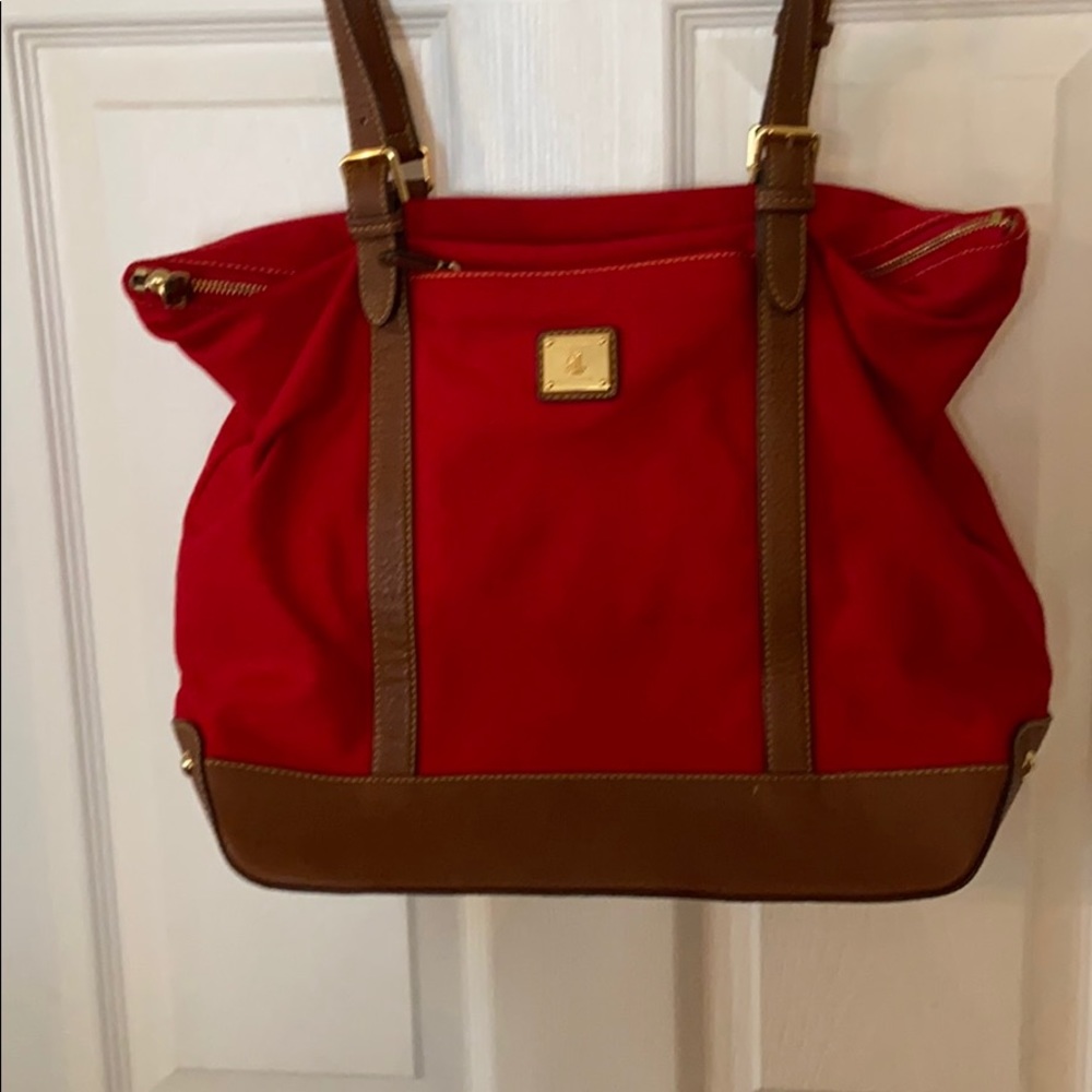 Ralph Lauren large red and brown tote
